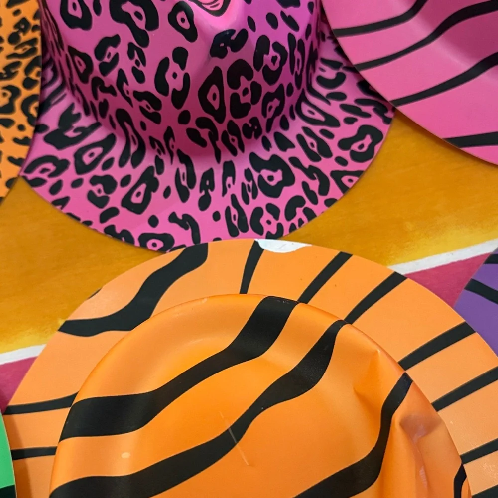 Colorful Animal Print Party Hats 17 pieces